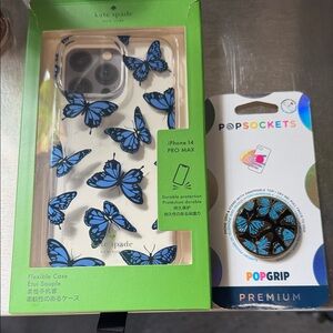 Kate Spade Clear Case with Blue Butterflies for iPhone 14 Pro Max
